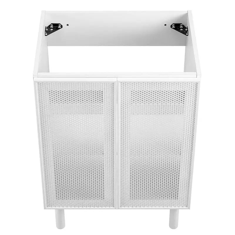 24 Perforated Metal Double Door Bathroom Vanity Cabinet White Oak