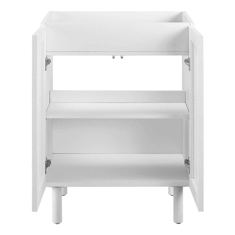 24 Perforated Metal Double Door Bathroom Vanity Cabinet White Oak