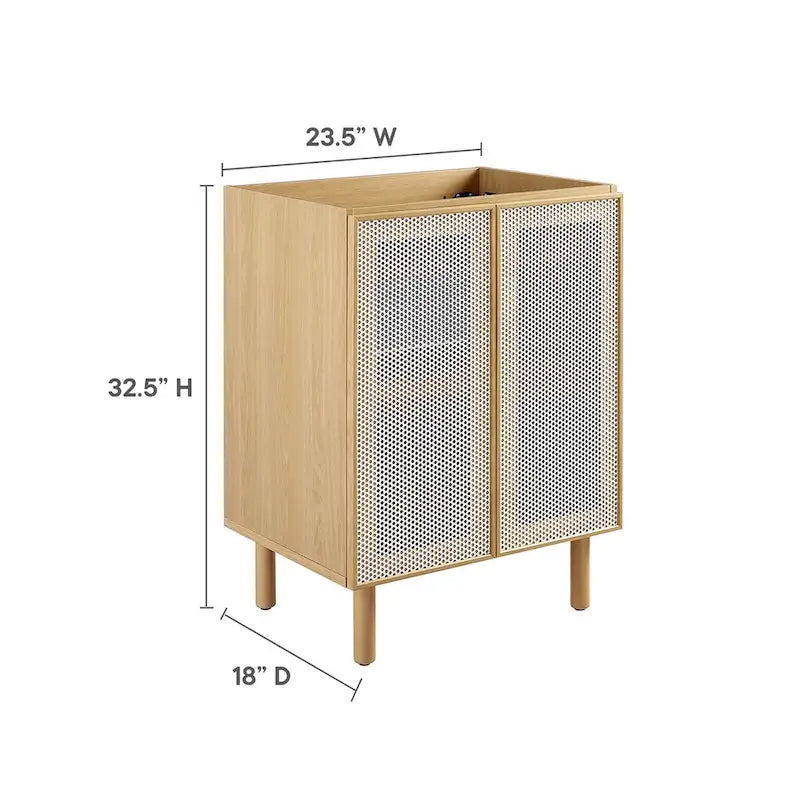 24 Perforated Metal Double Door Bathroom Vanity Cabinet White Oak