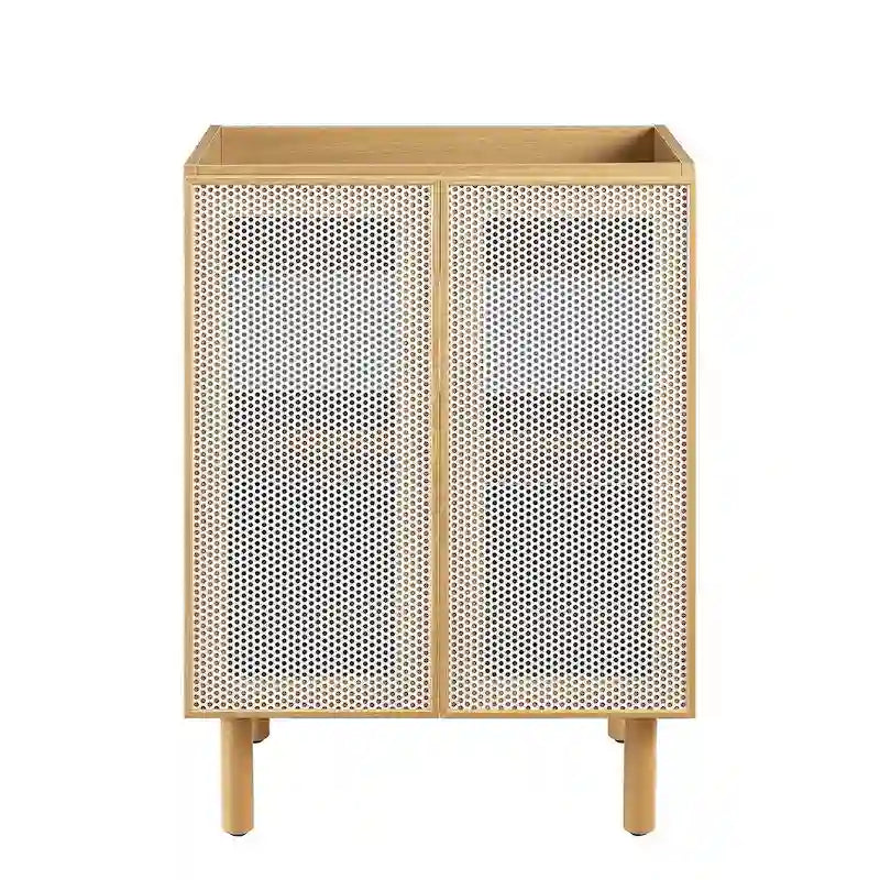 24 Perforated Metal Double Door Bathroom Vanity Cabinet White Oak