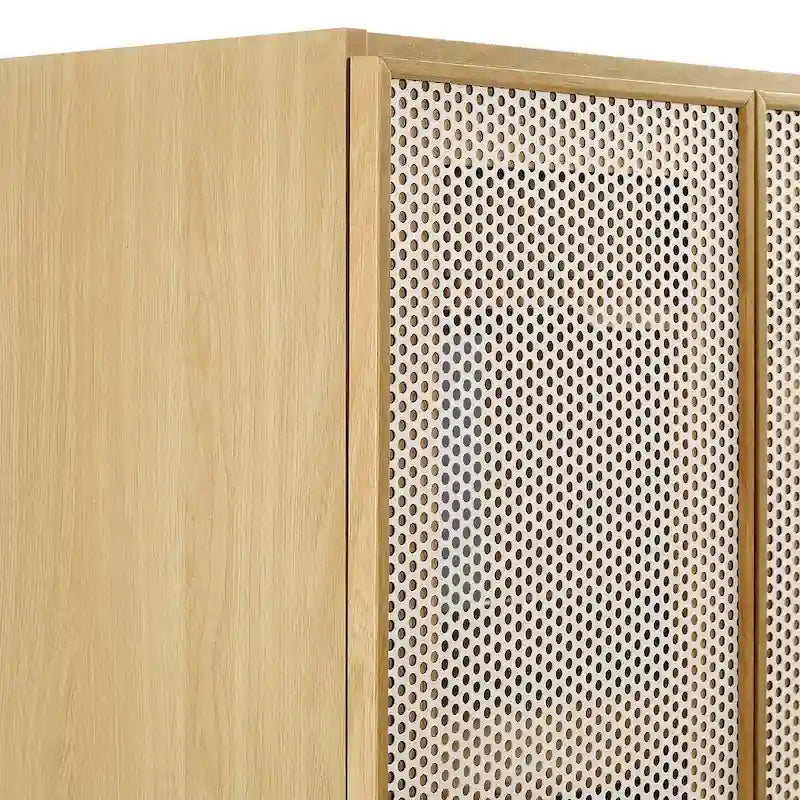 24 Perforated Metal Double Door Bathroom Vanity Cabinet White Oak