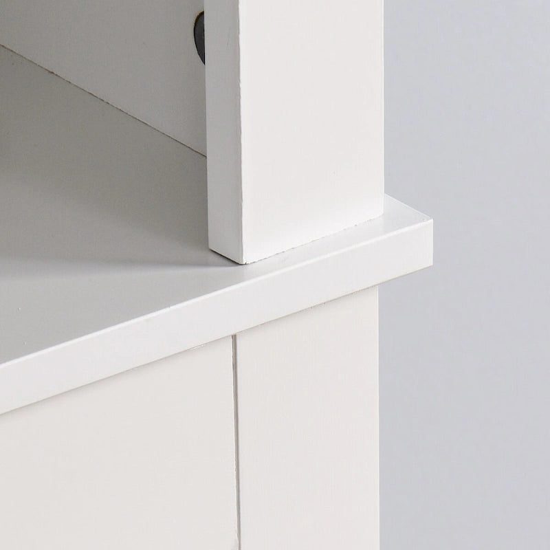 Over-Toilet Bathroom Storage Cabinet with Double Doors and Adjustable Shelf White