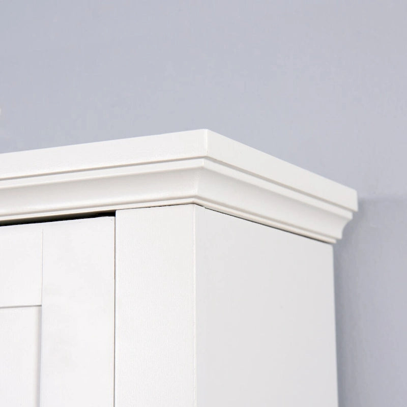 Over-Toilet Bathroom Storage Cabinet with Double Doors and Adjustable Shelf White