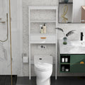 White Over-Toilet Storage Cabinet with Drawer and Open Shelves Space Saver