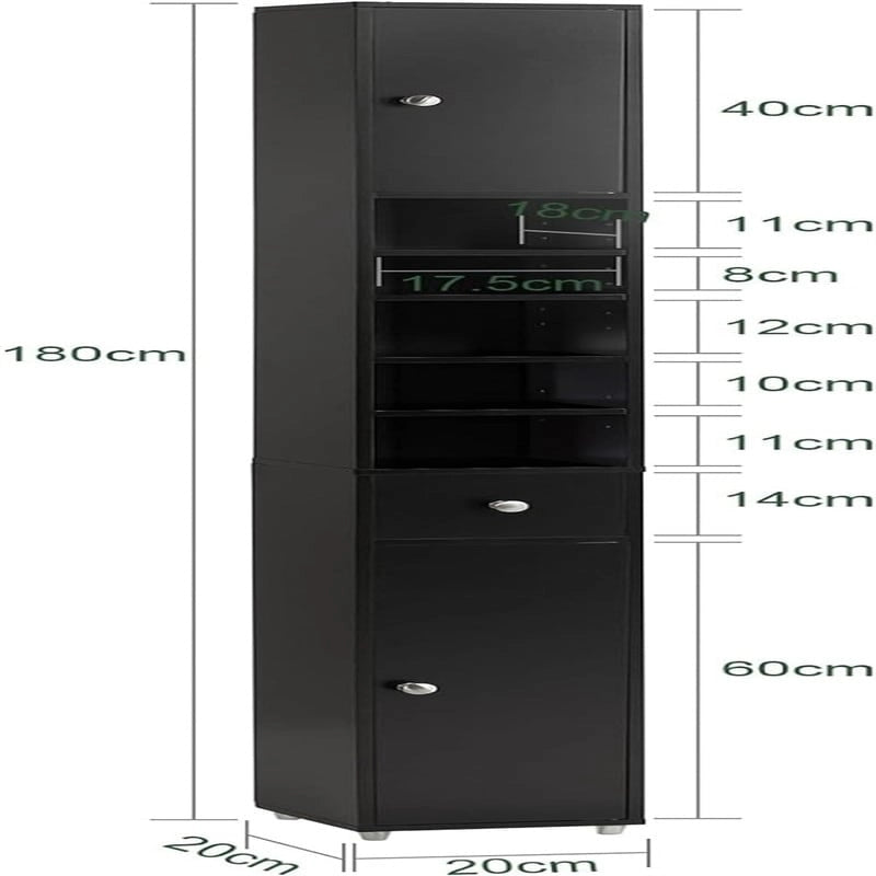 Tall Bathroom Storage Cabinet with Drawer and Adjustable Shelves, Black