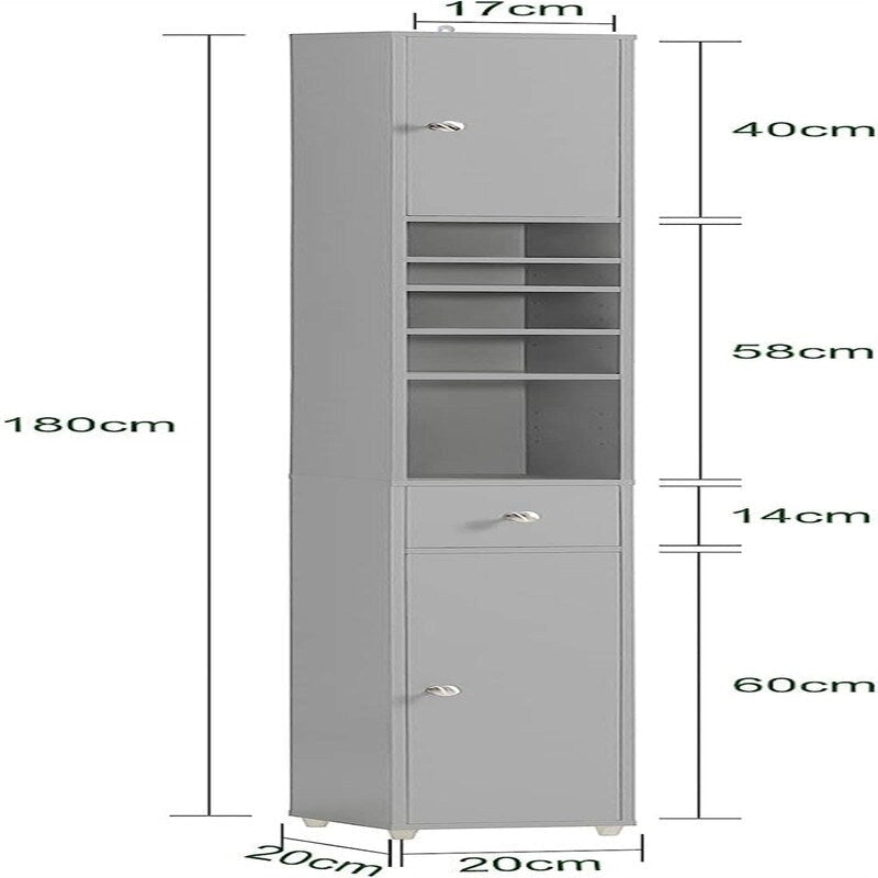 Tall Bathroom Storage Cabinet with Drawer and Adjustable Shelves, Black
