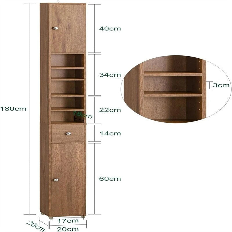 Tall Bathroom Storage Cabinet with Drawer and Adjustable Shelves, Black