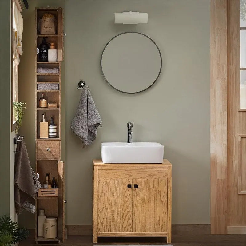 Tall Bathroom Storage Cabinet with Drawer and Adjustable Shelves, Black
