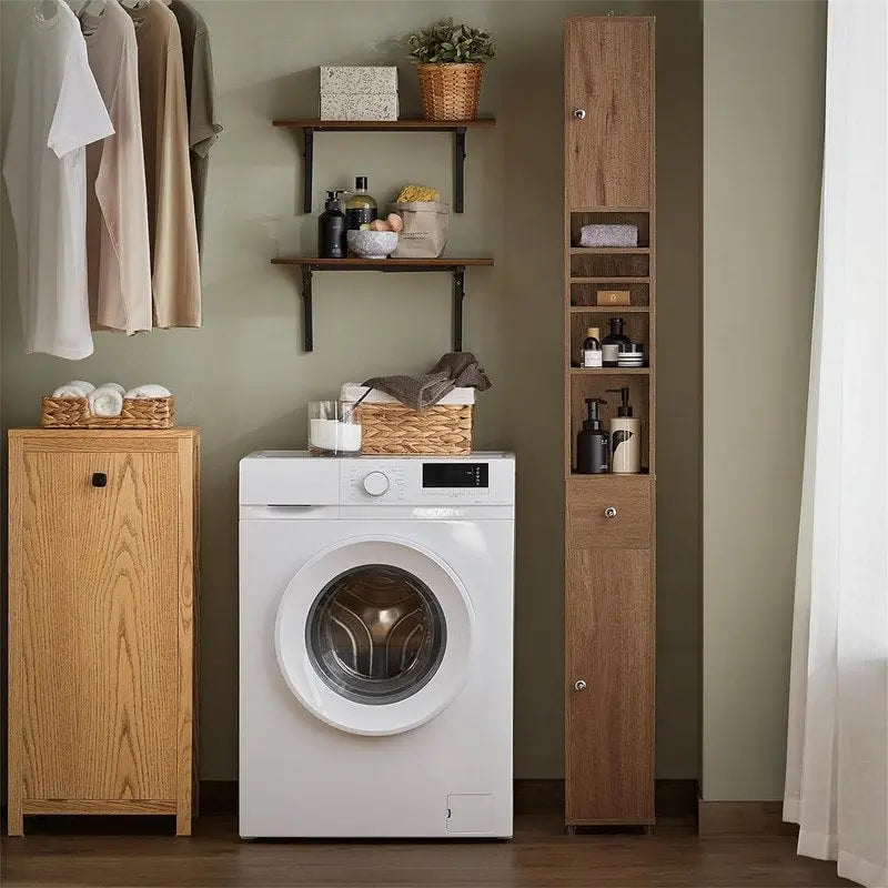 Tall Bathroom Storage Cabinet with Drawer and Adjustable Shelves, Black