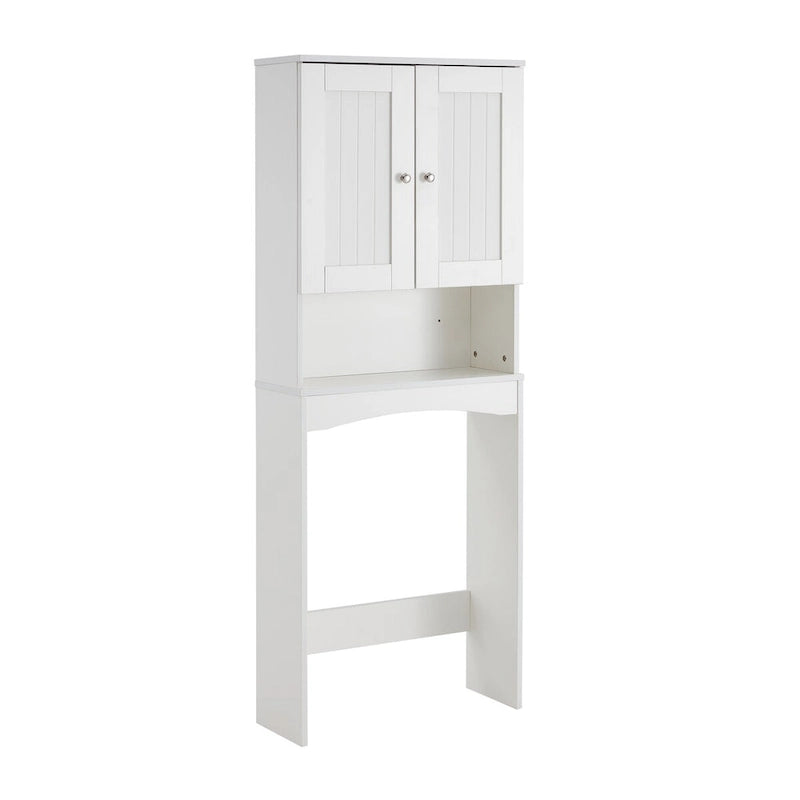 Over-The-Toilet Storage Cabinet with Open Shelf and Doors Matte White