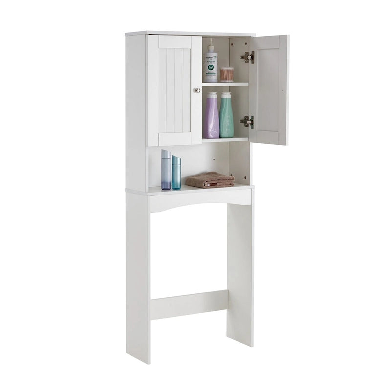 Over-The-Toilet Storage Cabinet with Open Shelf and Doors Matte White
