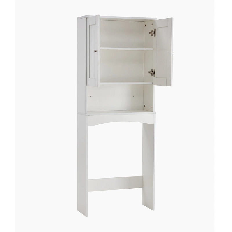 Over-The-Toilet Storage Cabinet with Open Shelf and Doors Matte White