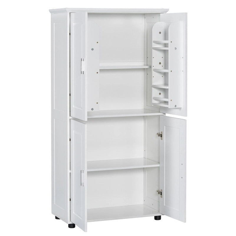 Tall Freestanding Bathroom Storage Cabinet with Adjustable Shelves White