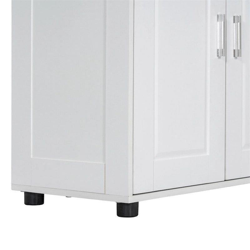 Tall Freestanding Bathroom Storage Cabinet with Adjustable Shelves White