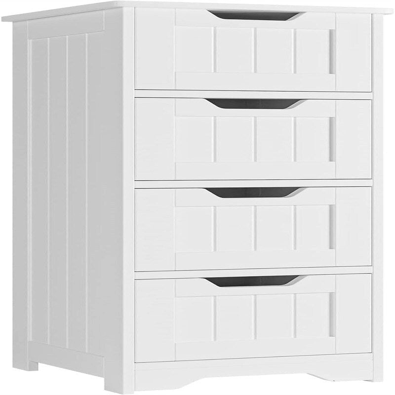 White 4-Drawer Floor Storage Cabinet with MDF Wood Finish