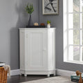 Freestanding Corner Storage Cabinet with Two Adjustable Shelves White Black