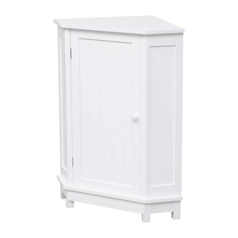 Freestanding Corner Storage Cabinet with Two Adjustable Shelves White Black