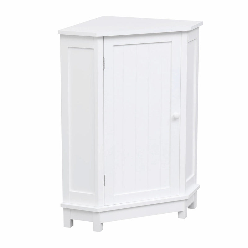 Freestanding Corner Storage Cabinet with Two Adjustable Shelves White Black
