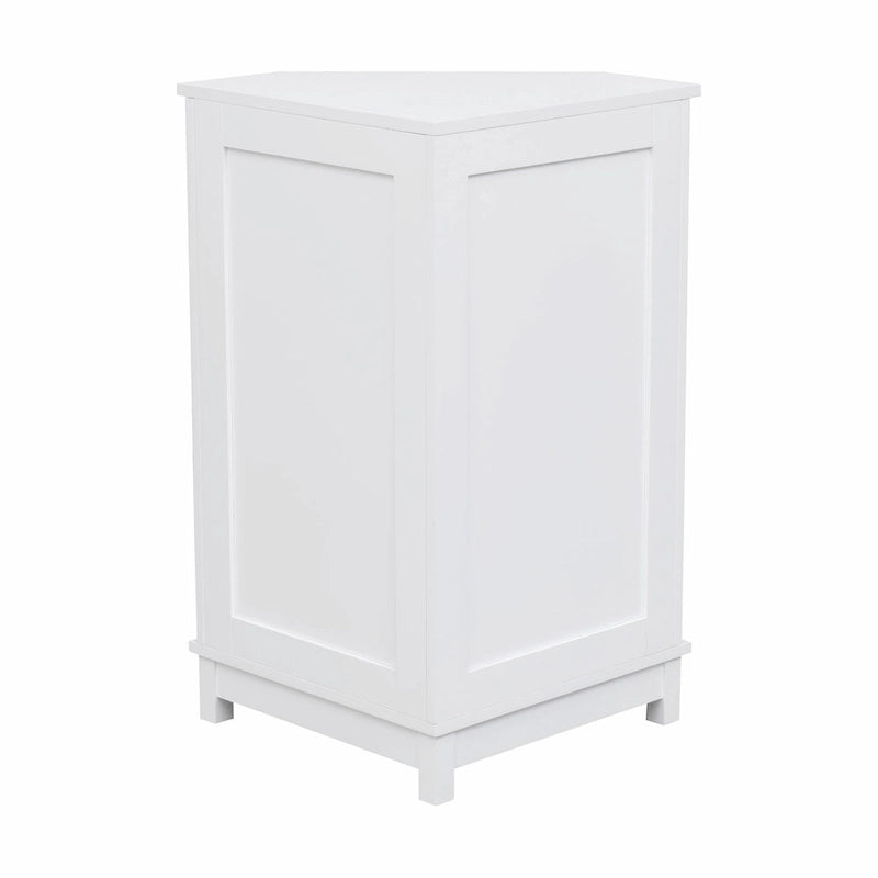 Freestanding Corner Storage Cabinet with Two Adjustable Shelves White Black