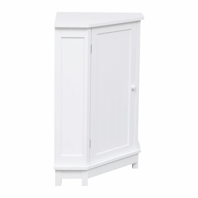 Freestanding Corner Storage Cabinet with Two Adjustable Shelves White Black
