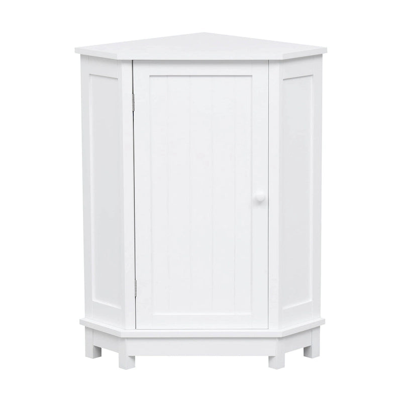 Freestanding Corner Storage Cabinet with Two Adjustable Shelves White Black