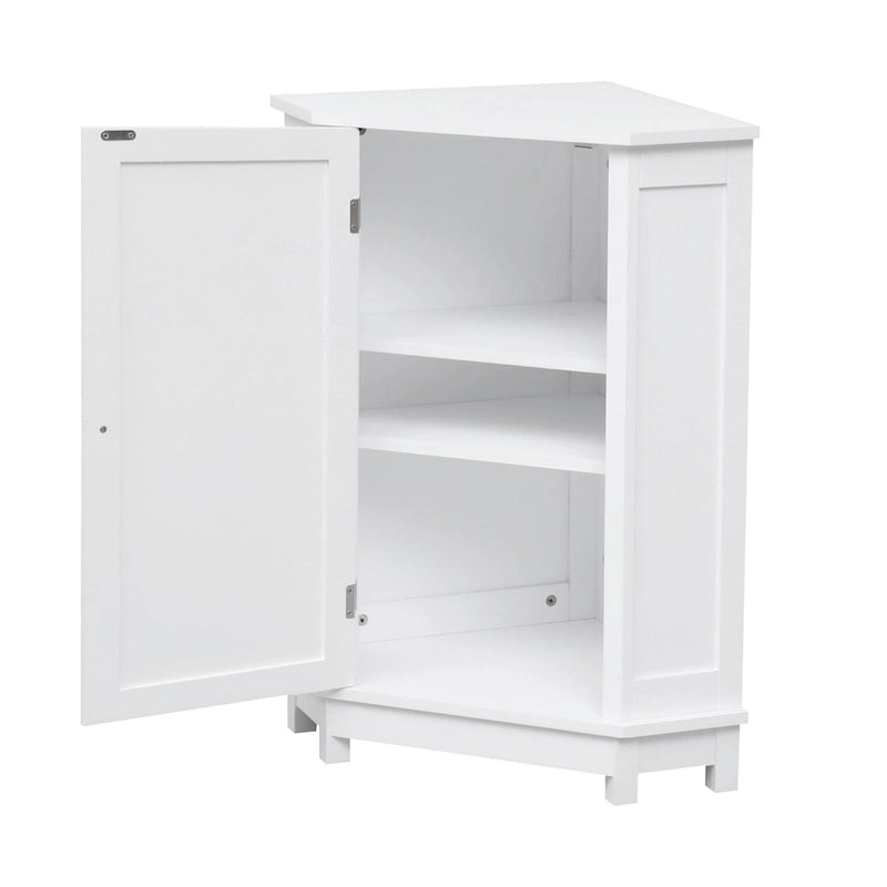 Freestanding Corner Storage Cabinet with Two Adjustable Shelves White Black