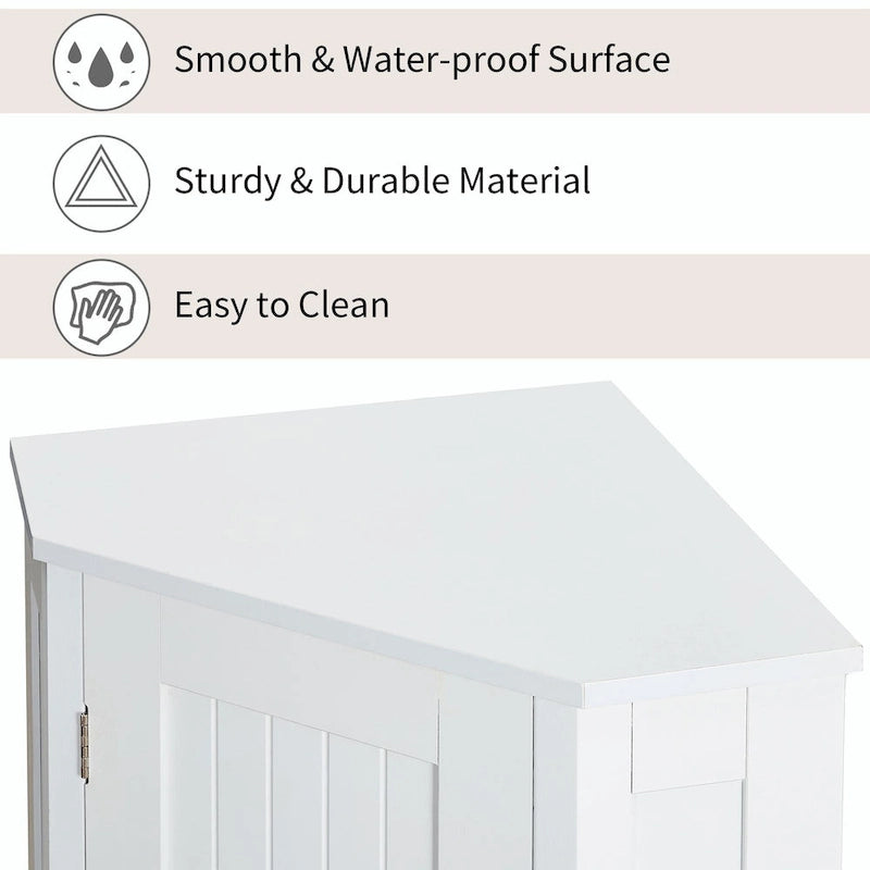 Freestanding Corner Storage Cabinet with Two Adjustable Shelves White Black
