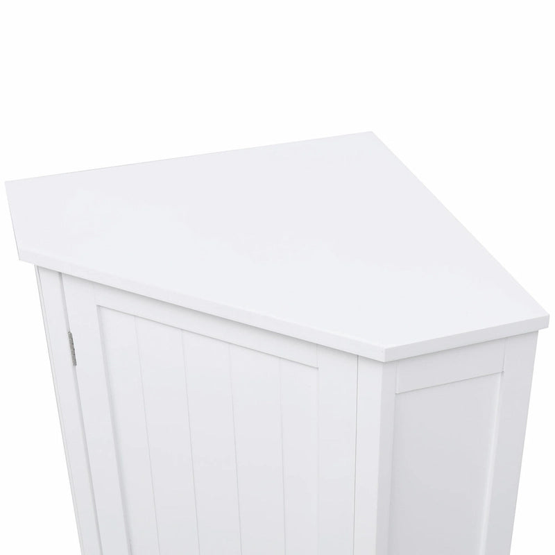 Freestanding Corner Storage Cabinet with Two Adjustable Shelves White Black