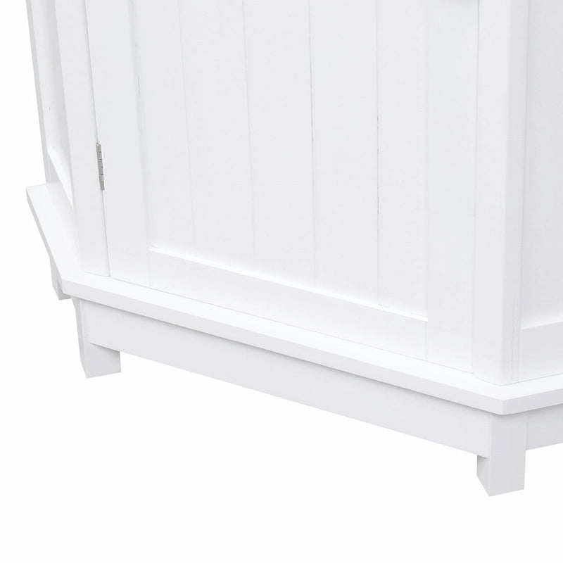 Freestanding Corner Storage Cabinet with Two Adjustable Shelves White Black
