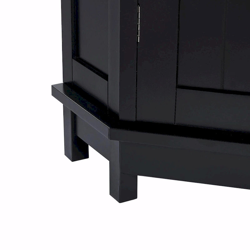 Freestanding Corner Storage Cabinet with Two Adjustable Shelves White Black