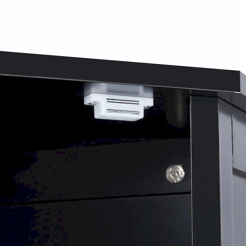 Freestanding Corner Storage Cabinet with Two Adjustable Shelves White Black