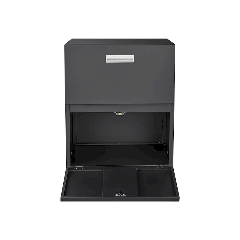 Black Mobile File Cabinet 2-Drawer Steel Printer Stand with Locking Wheels