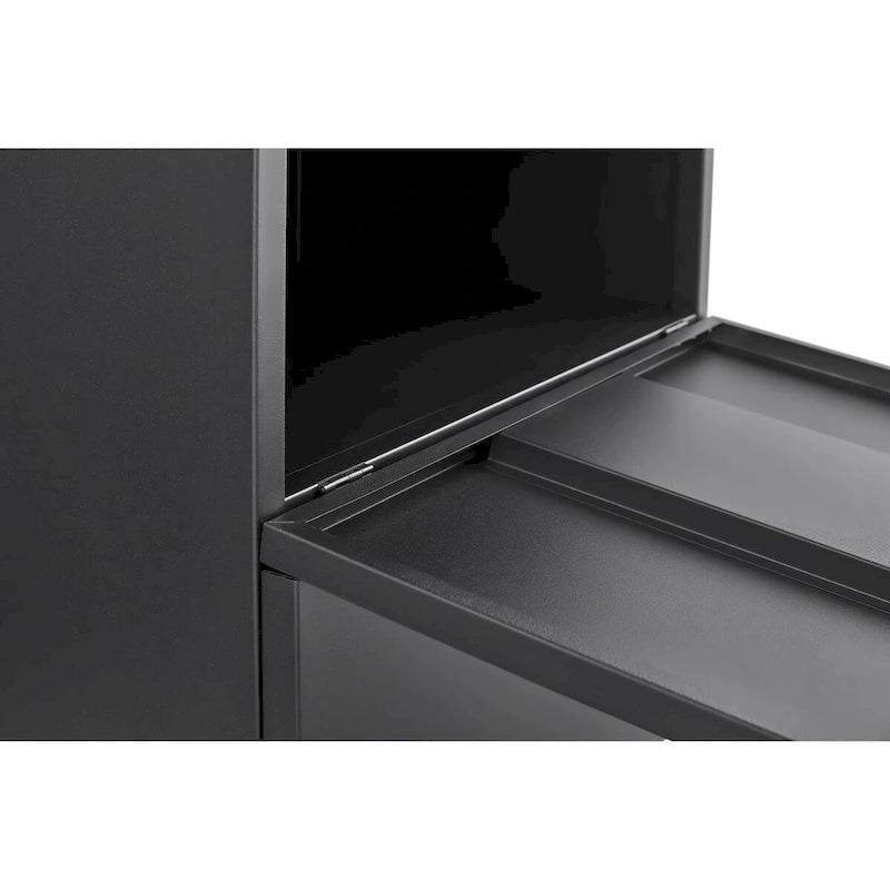 Black Mobile File Cabinet 2-Drawer Steel Printer Stand with Locking Wheels