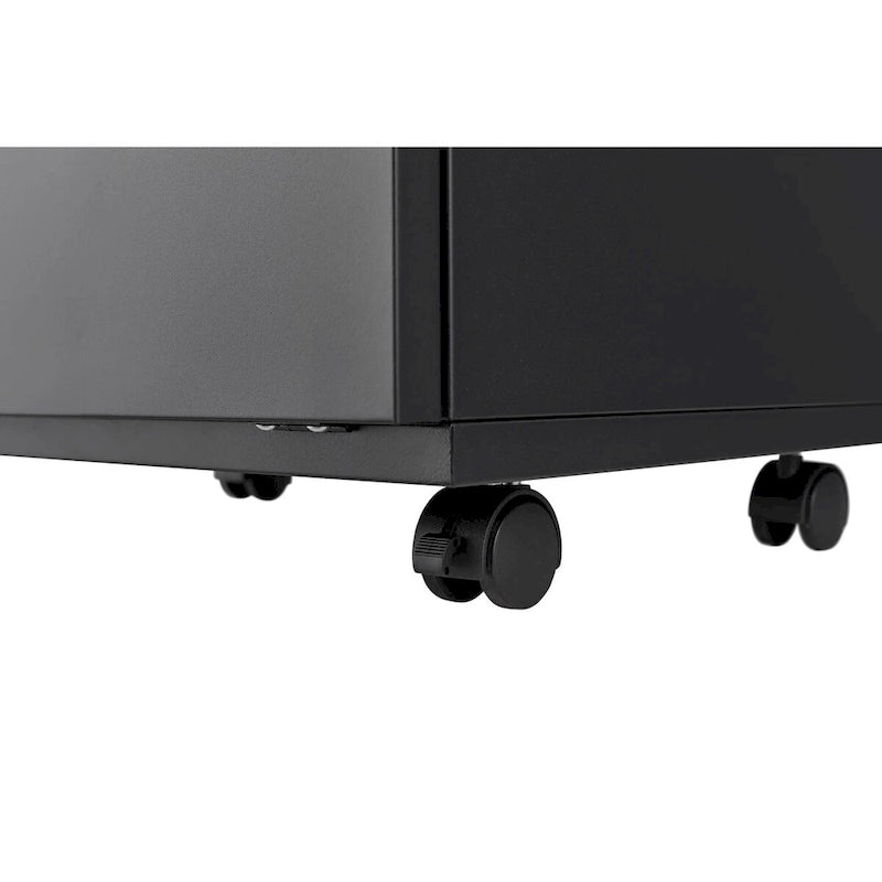 Black Mobile File Cabinet 2-Drawer Steel Printer Stand with Locking Wheels